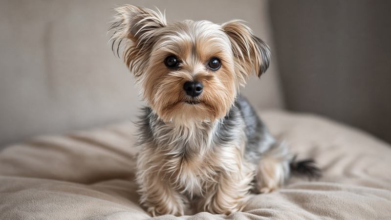 Morkie, kruising van Maltezer × Yorkshire Terriër (AI-afbeelding)